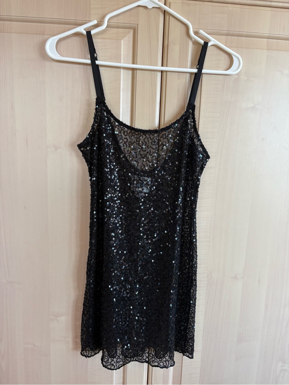Free People Black Sequin Slip/Tank XS